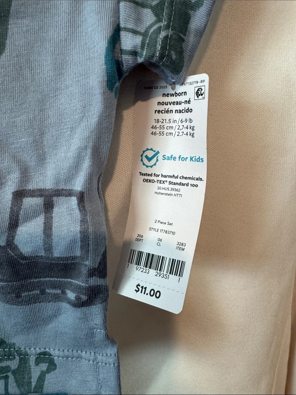 Bundle: 2PCS Carter's Light Blue Tee with Green Truck Prints & Dark Green Pants
